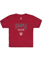 Temple Owls Youth Cardinal Sister Short Sleeve T-Shirt