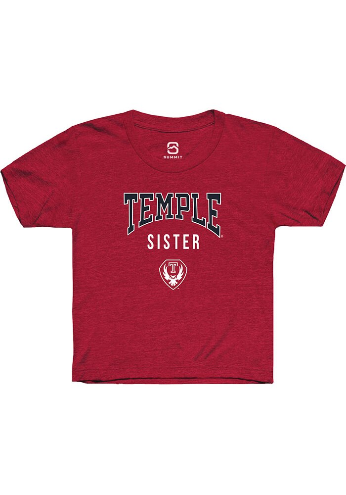 Temple Owls Youth Cardinal Sister Short Sleeve T-Shirt