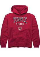 Temple Owls Youth Cardinal Sister Long Sleeve Hoodie
