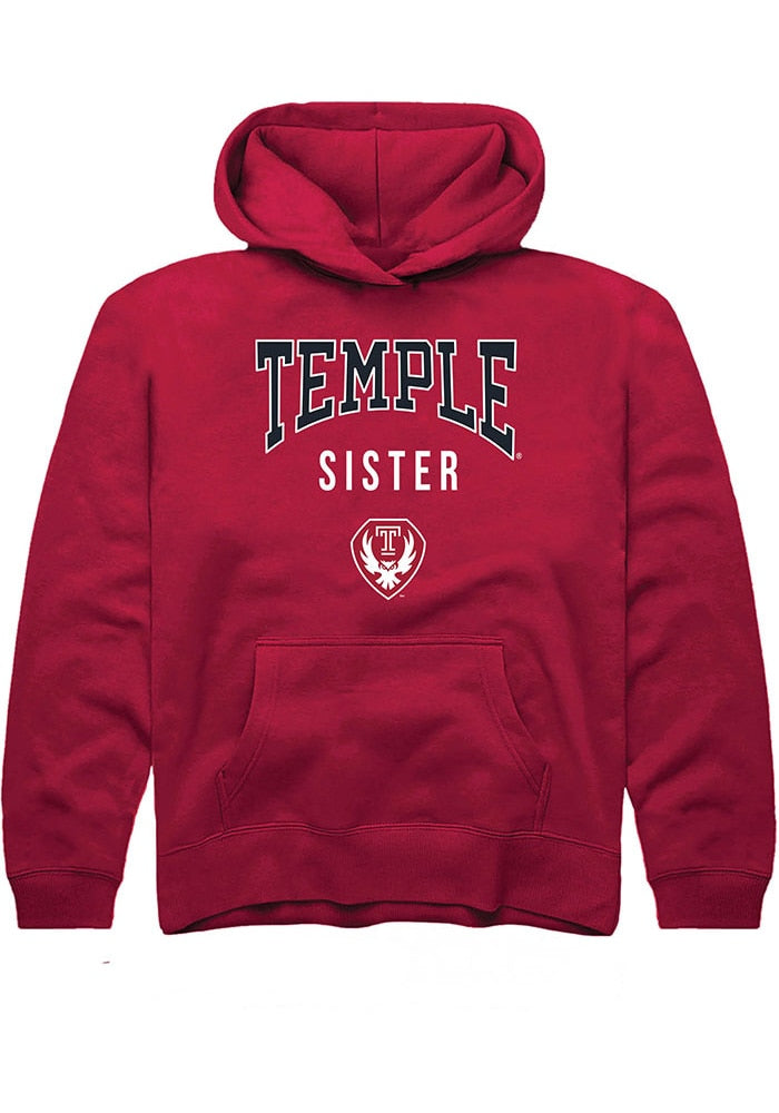Temple Owls Youth Cardinal Sister Long Sleeve Hoodie