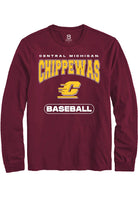Central Michigan Chippewas Maroon Baseball Long Sleeve T-Shirt