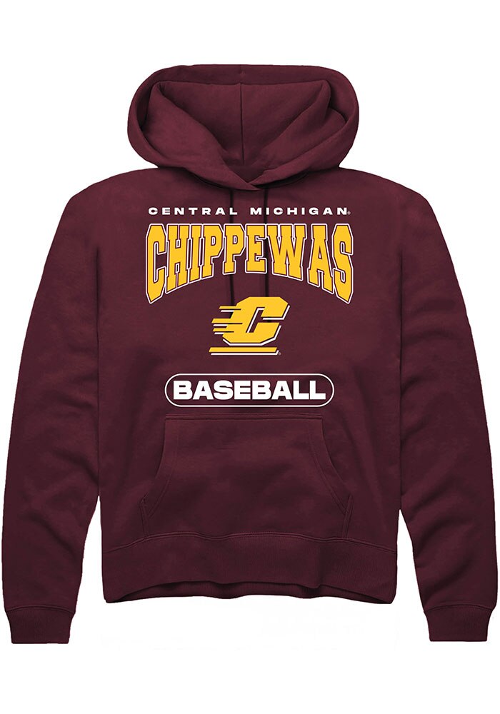 Central Michigan Chippewas Mens Maroon Baseball Long Sleeve Hoodie