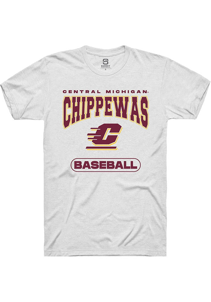 Central Michigan Chippewas White Baseball Short Sleeve T-Shirt