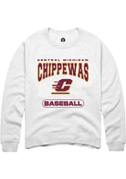 Central Michigan Chippewas Mens White Baseball Long Sleeve Crew Sweatshirt