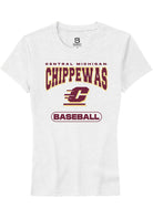 Central Michigan Chippewas Womens White Baseball Short Sleeve T-Shirt