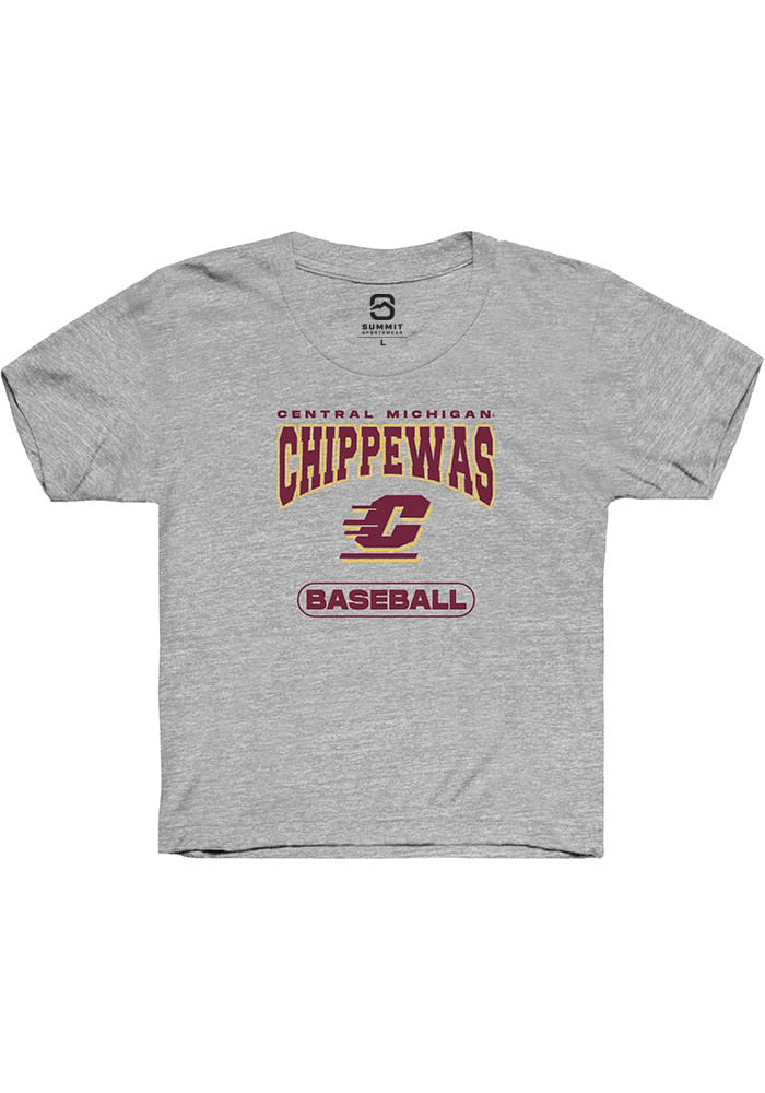 Central Michigan Chippewas Youth Grey Baseball Short Sleeve T-Shirt