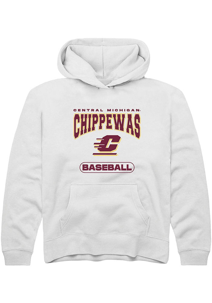 Central Michigan Chippewas Youth White Baseball Long Sleeve Hoodie
