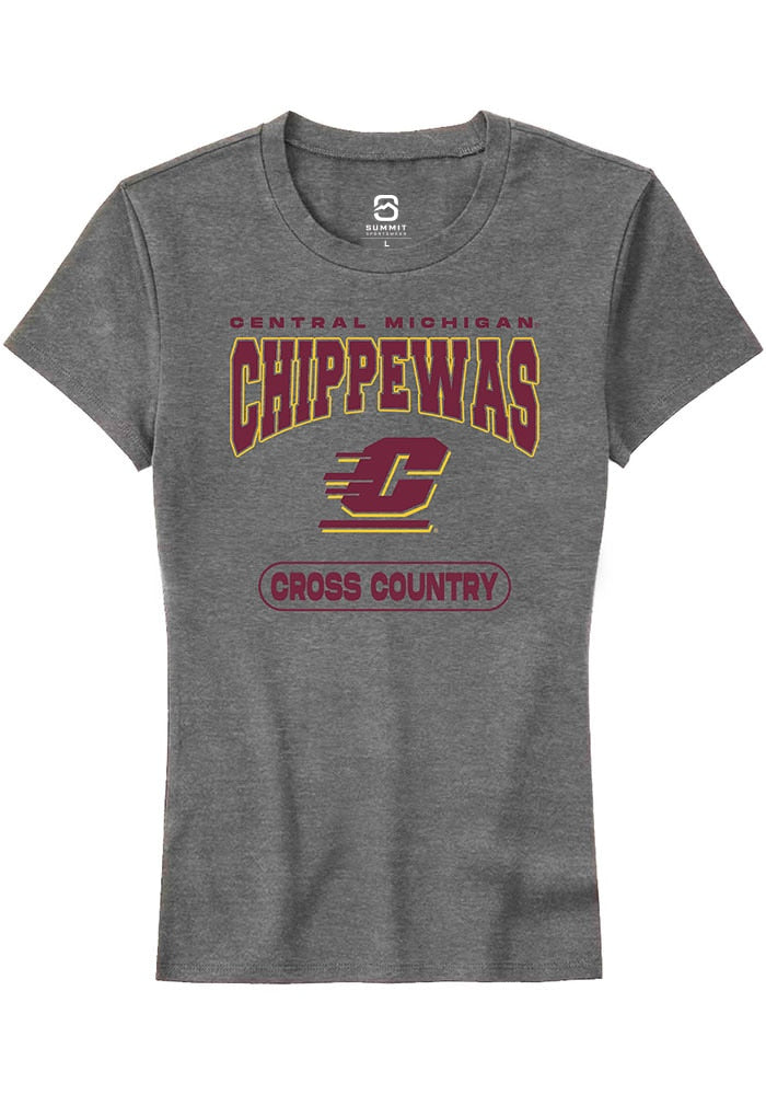 Central Michigan Chippewas Womens Grey Cross Country Short Sleeve T-Shirt