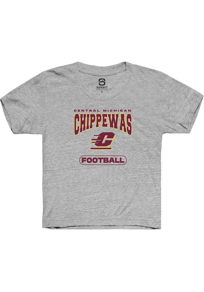 Central Michigan Chippewas Youth Grey Football Short Sleeve T-Shirt