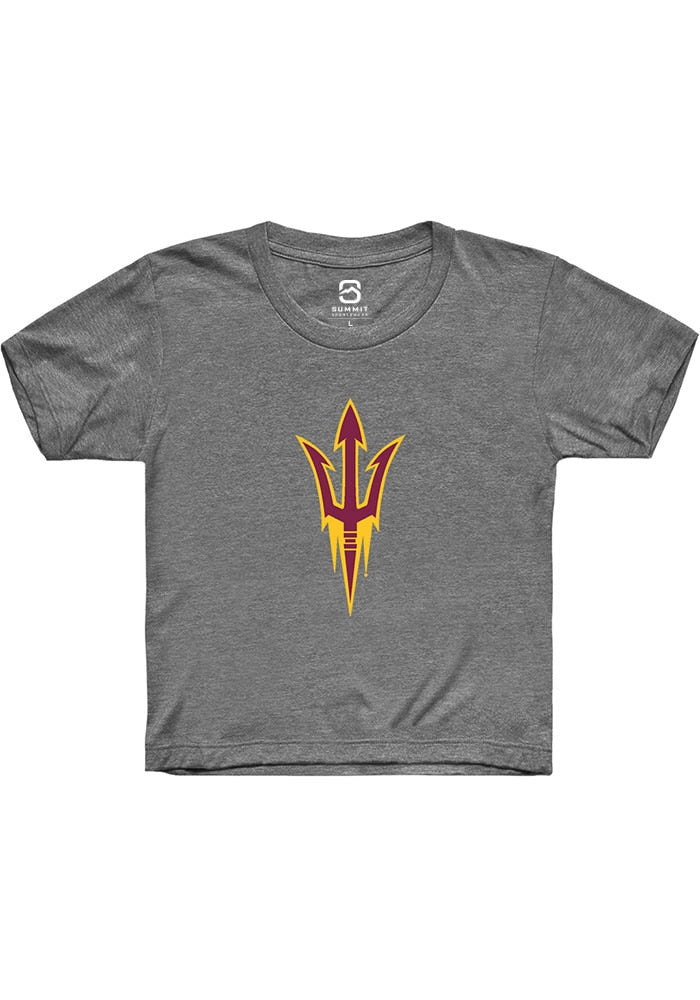 Arizona State Sun Devils Youth Grey Primary Logo Short Sleeve T-Shirt