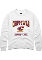 Central Michigan Chippewas Mens White Wrestling Long Sleeve Crew Sweatshirt