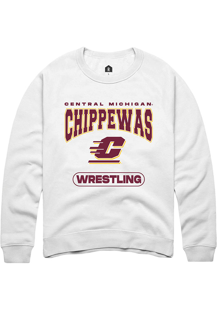 Central Michigan Chippewas Mens White Wrestling Long Sleeve Crew Sweatshirt