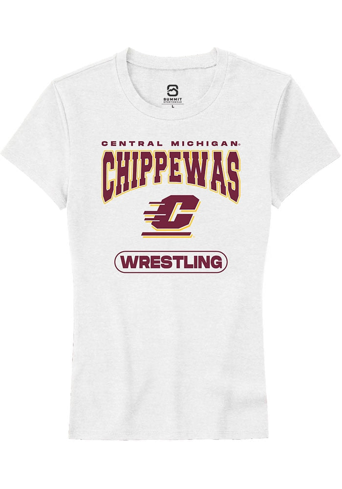 Central Michigan Chippewas Womens White Wrestling Short Sleeve T-Shirt