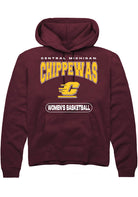 Central Michigan Chippewas Mens Maroon Women's Basketball Long Sleeve Hoodie