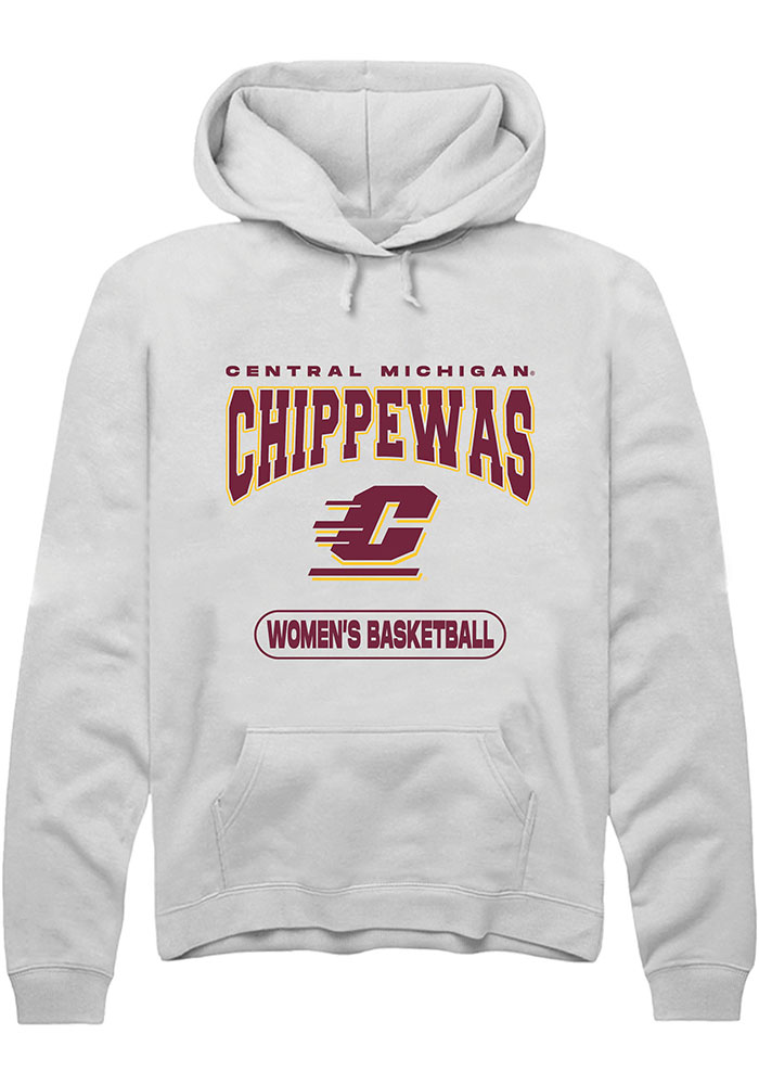Central Michigan Chippewas Mens White Women's Basketball Long Sleeve Hoodie