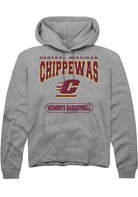 Central Michigan Chippewas Mens Grey Women's Basketball Long Sleeve Hoodie