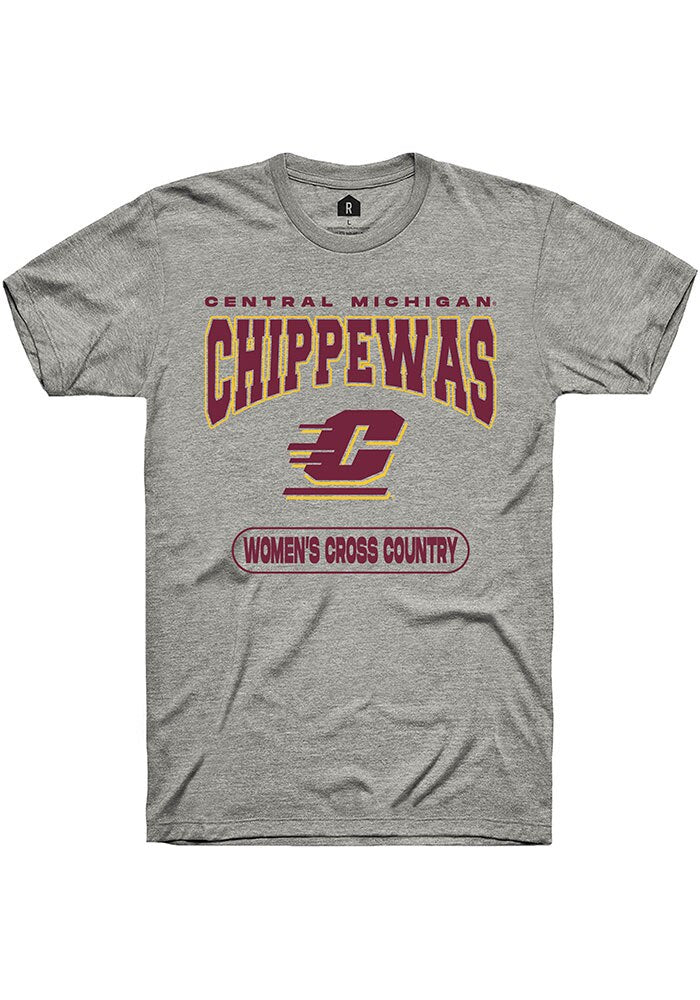 Central Michigan Chippewas Grey Women's Cross Country Short Sleeve T-Shirt