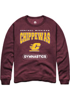 Central Michigan Chippewas Mens Maroon Gymnastics Long Sleeve Crew Sweatshirt