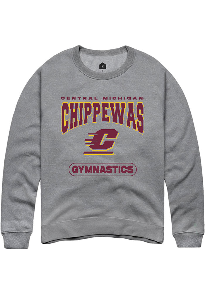 Central Michigan Chippewas Mens Grey Gymnastics Long Sleeve Crew Sweatshirt