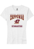 Central Michigan Chippewas Womens White Gymnastics Short Sleeve T-Shirt