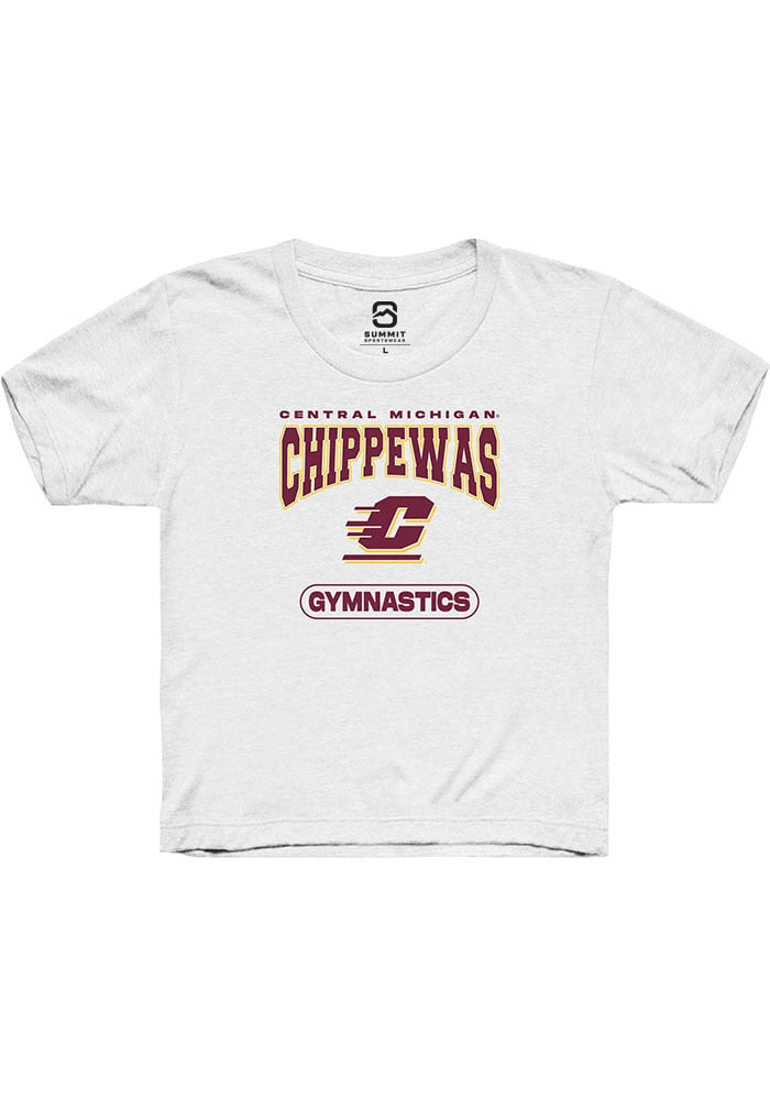 Central Michigan Chippewas Youth White Gymnastics Short Sleeve T-Shirt