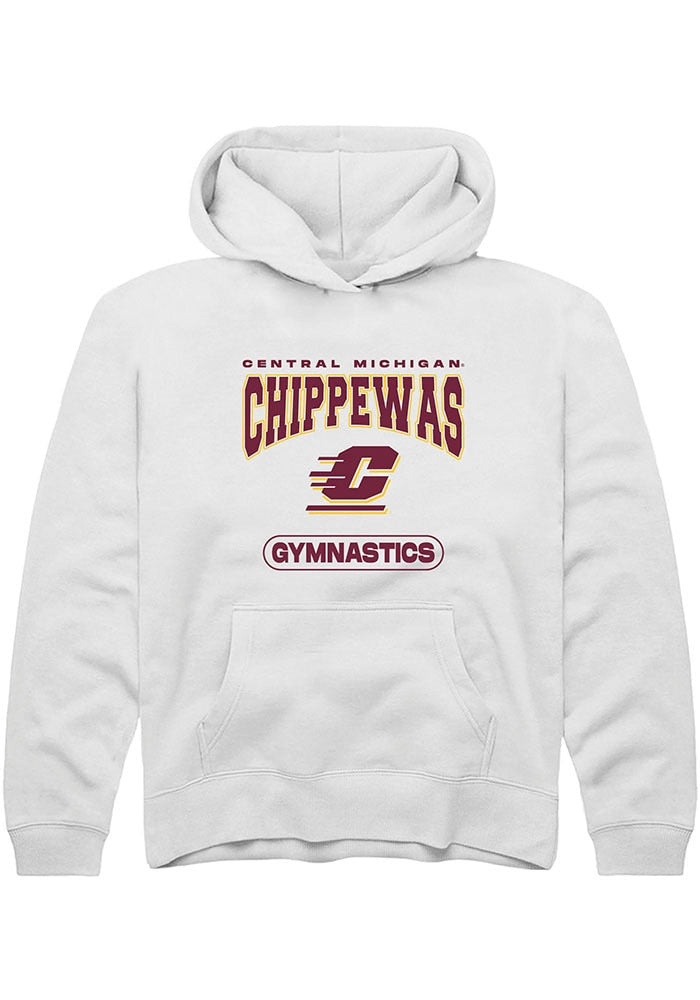 Central Michigan Chippewas Youth White Gymnastics Long Sleeve Hoodie