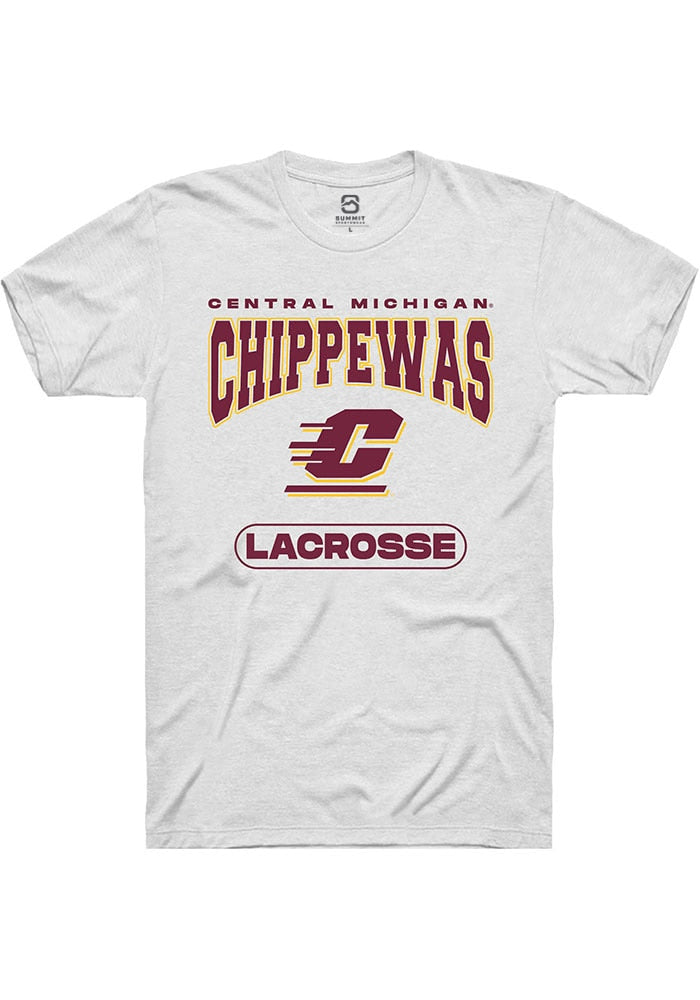 Central Michigan Chippewas White Lacrosse Short Sleeve T-Shirt
