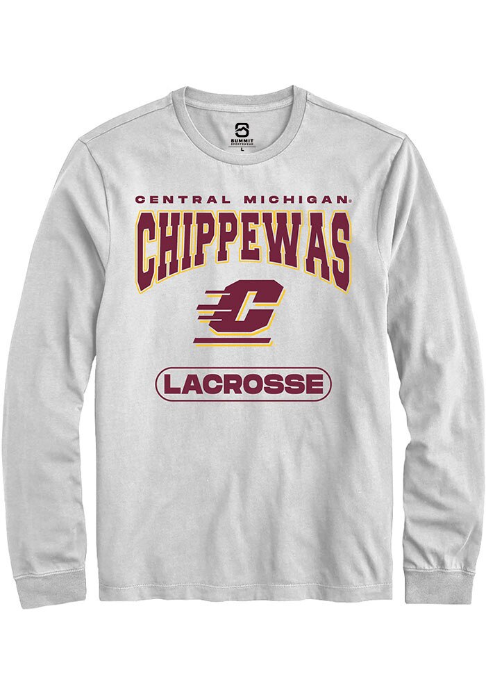 Central Michigan Chippewas White Lacrosse Long Sleeve T-Shirt