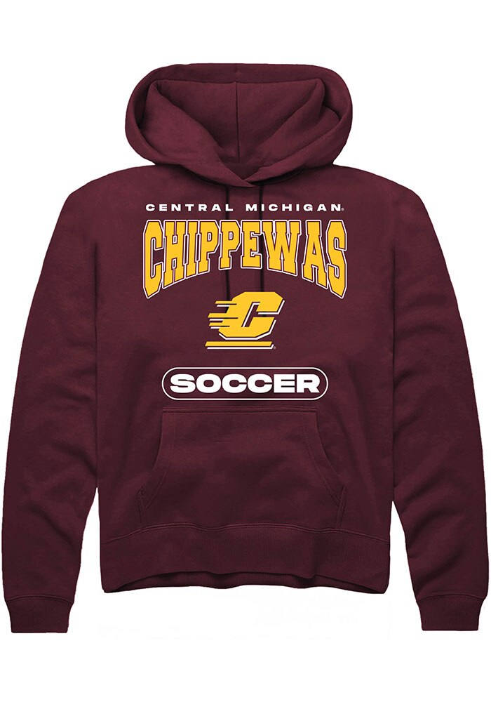 Central Michigan Chippewas Mens Maroon Soccer Long Sleeve Hoodie