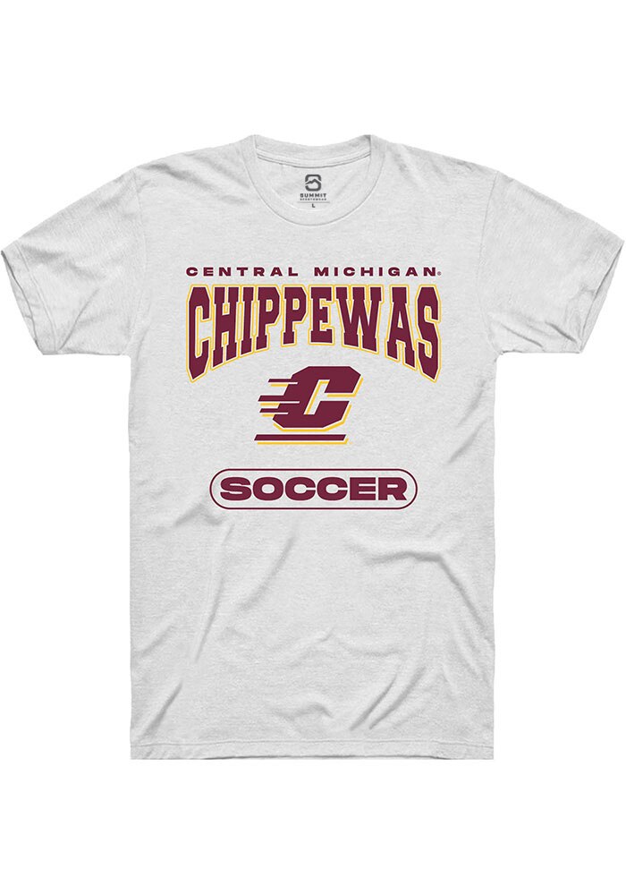 Central Michigan Chippewas White Soccer Short Sleeve T-Shirt