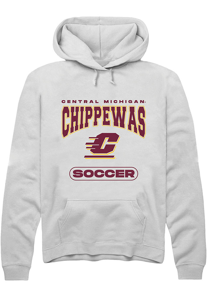 Central Michigan Chippewas Mens White Soccer Long Sleeve Hoodie