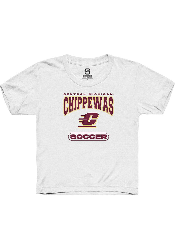 Central Michigan Chippewas Youth White Soccer Short Sleeve T-Shirt