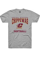 Central Michigan Chippewas Grey Softball Short Sleeve T-Shirt