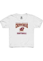 Central Michigan Chippewas Youth White Softball Short Sleeve T-Shirt