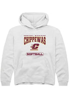 Central Michigan Chippewas Youth White Softball Long Sleeve Hoodie