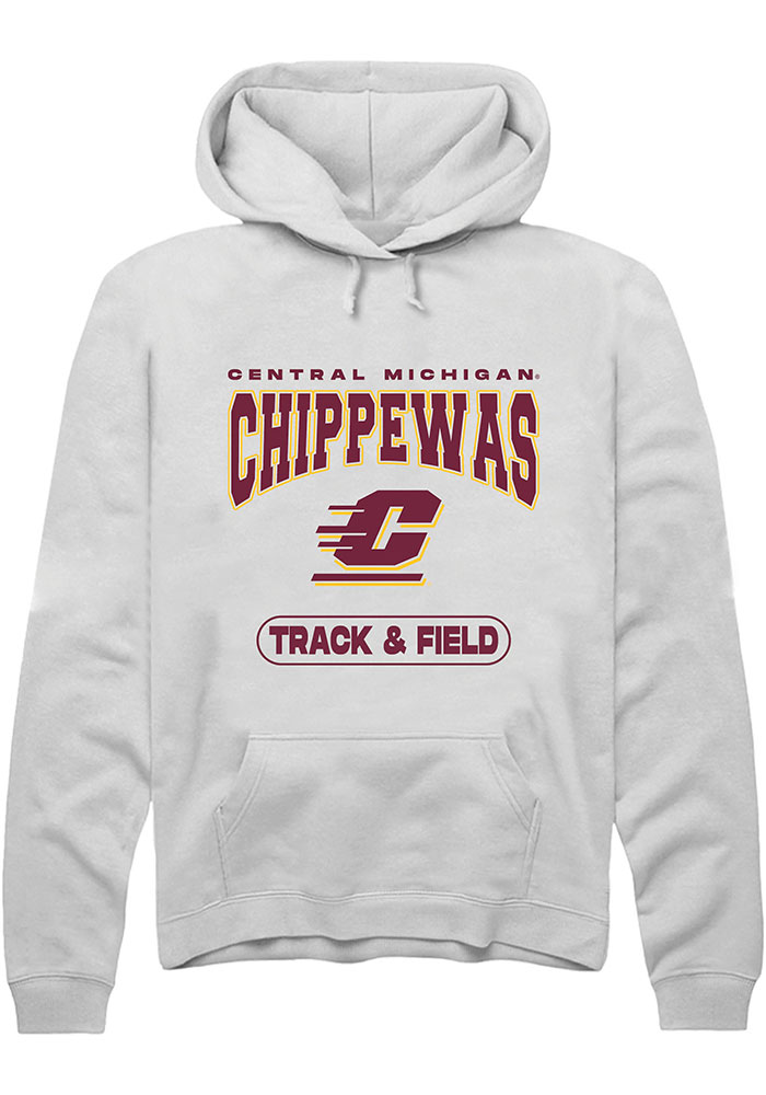 Central Michigan Chippewas Mens White Track & Field Long Sleeve Hoodie