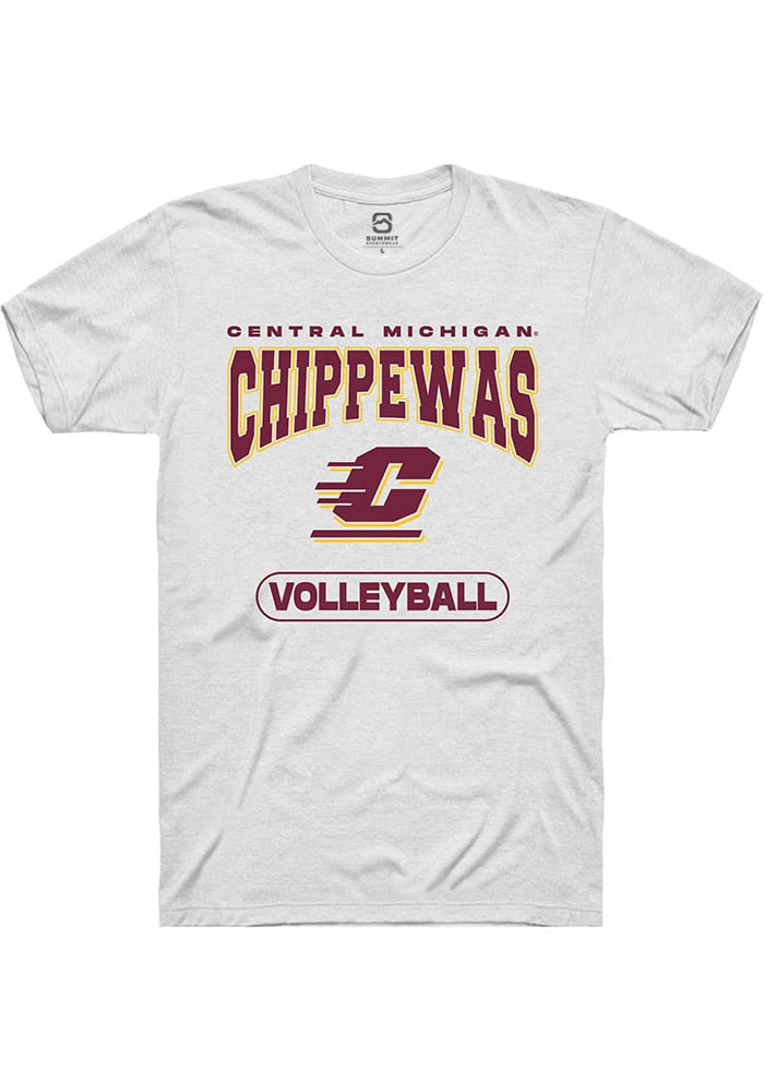 Central Michigan Chippewas White Volleyball Short Sleeve T-Shirt