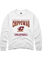 Central Michigan Chippewas Mens White Volleyball Long Sleeve Crew Sweatshirt