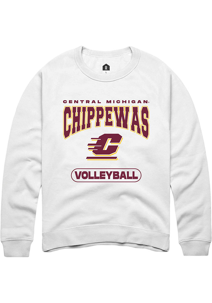 Central Michigan Chippewas Mens White Volleyball Long Sleeve Crew Sweatshirt