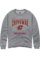 Central Michigan Chippewas Mens Grey Volleyball Long Sleeve Crew Sweatshirt