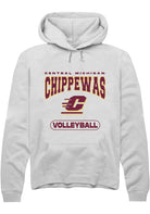 Central Michigan Chippewas Mens White Volleyball Long Sleeve Hoodie