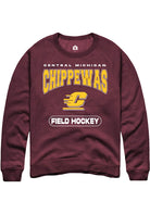 Central Michigan Chippewas Mens Maroon Field Hockey Long Sleeve Crew Sweatshirt