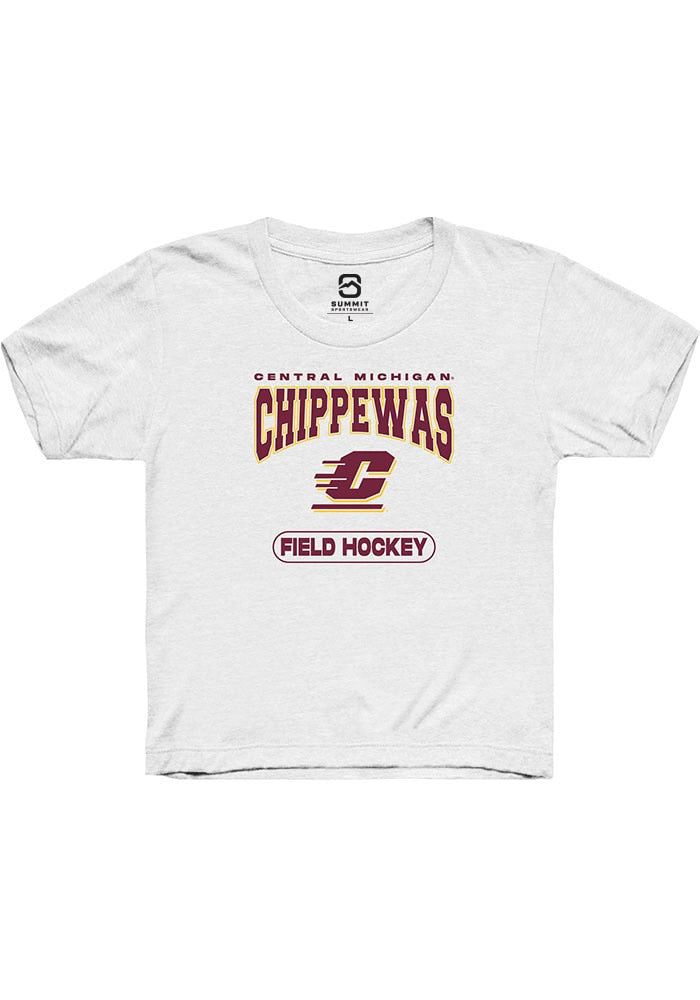 Central Michigan Chippewas Youth White Field Hockey Short Sleeve T-Shirt