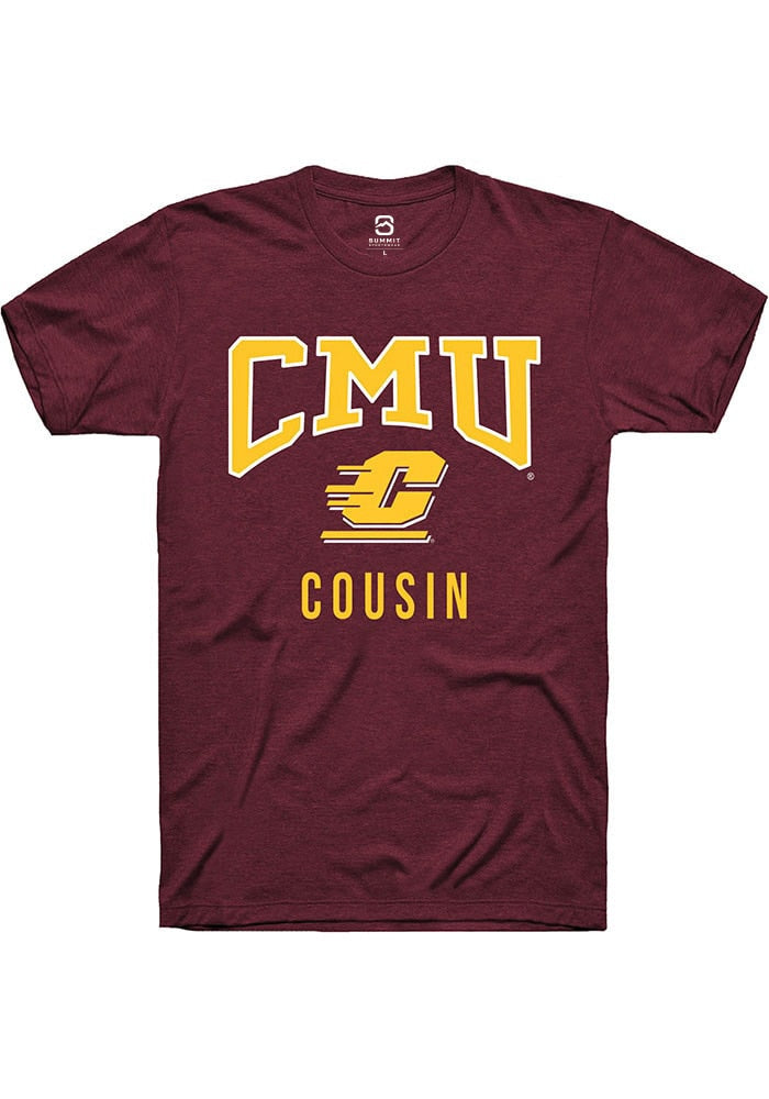 Central Michigan Chippewas Maroon Cousin Short Sleeve T-Shirt