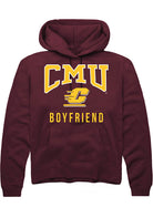 Central Michigan Chippewas Mens Maroon Boyfriend Long Sleeve Hoodie