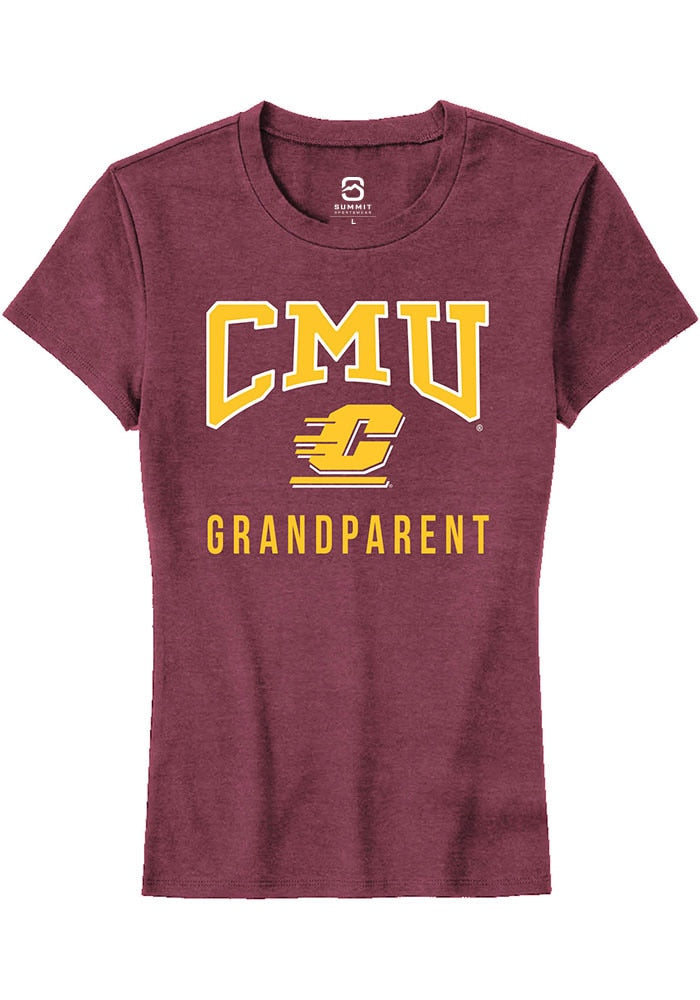 Central Michigan Chippewas Womens Maroon Grandparent Short Sleeve T-Shirt