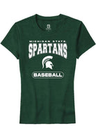 Michigan State Spartans Womens Green Baseball Short Sleeve T-Shirt