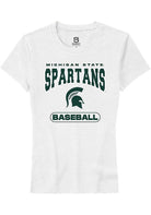 Michigan State Spartans Womens White Baseball Short Sleeve T-Shirt