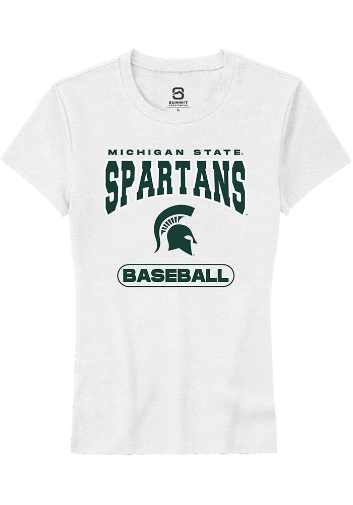 Michigan State Spartans Womens White Baseball Short Sleeve T-Shirt