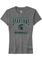 Michigan State Spartans Womens Grey Baseball Short Sleeve T-Shirt
